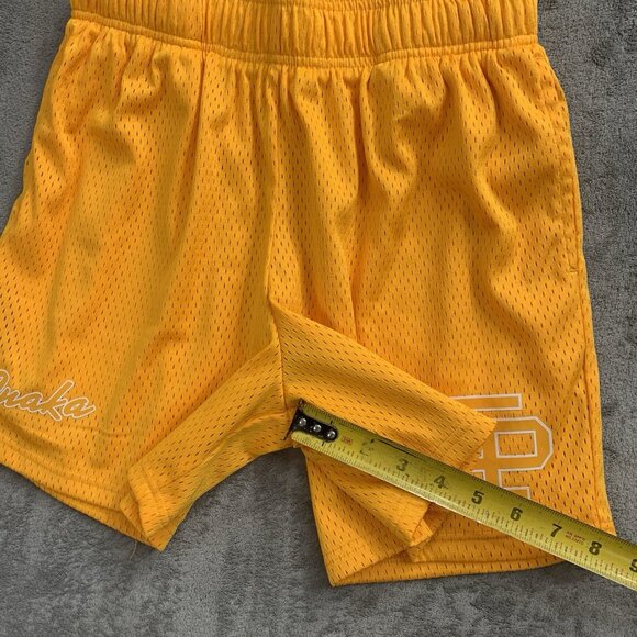 Inaka Power Shorts Mens Small Yellow Mesh Athletic Gym Logo Workout Activewear - Picture 5 of 9